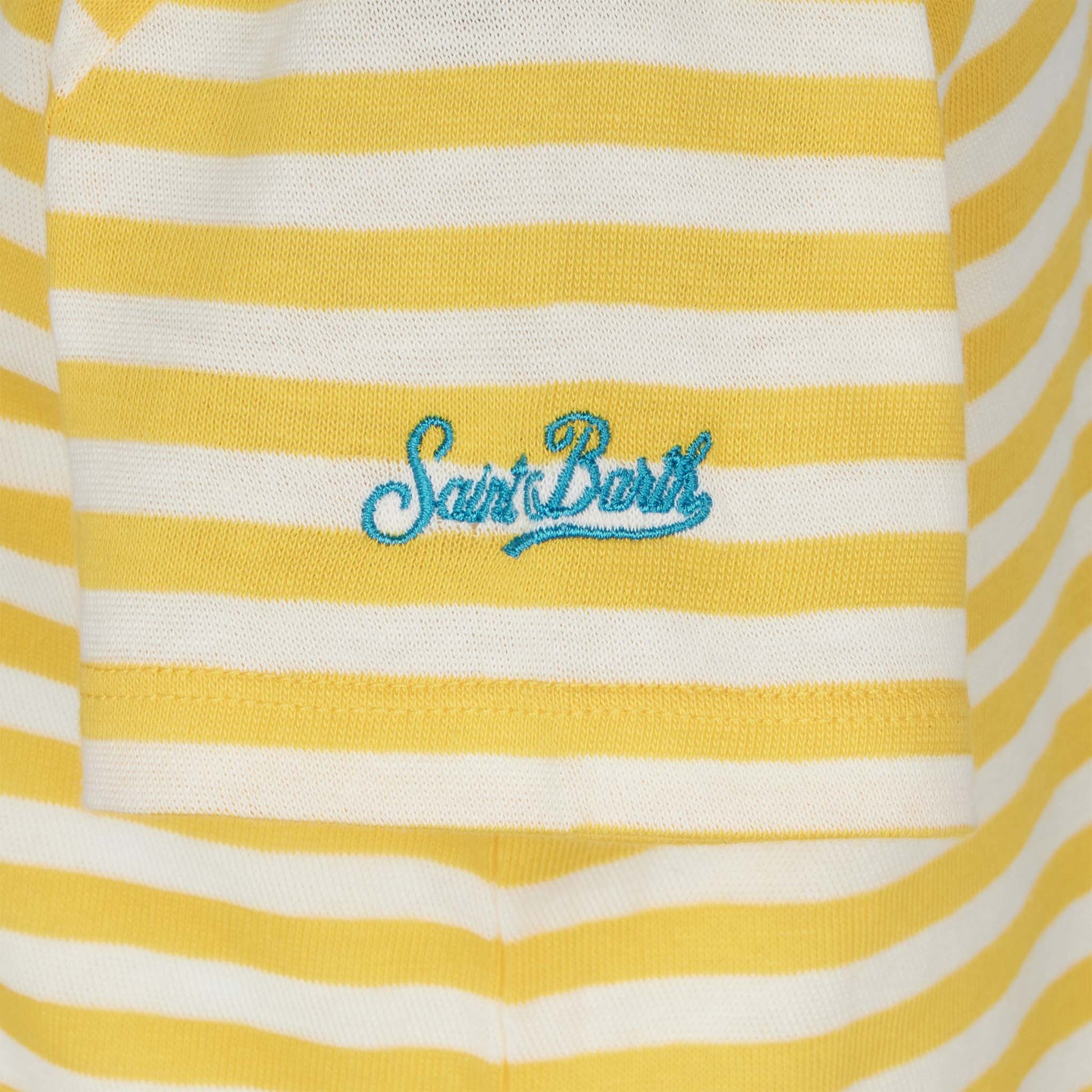Girl striped t-shirt with St. Barth Princess embroidery - MC2 Saint Barth