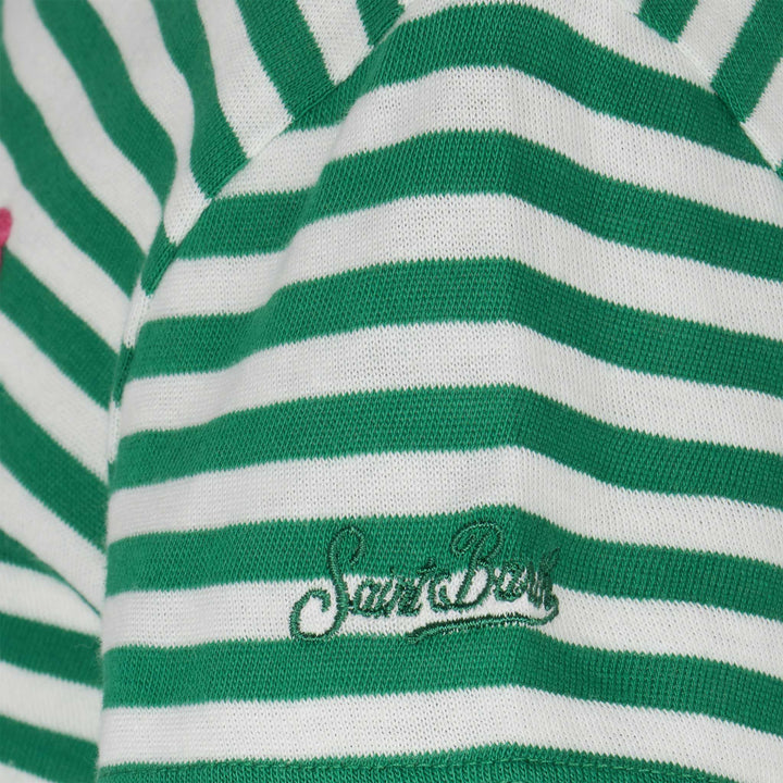 T-shirt da bambina con righe e ricamo