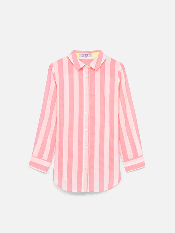 Striped mini Brigitte shirt with St. Barth Local embroidery