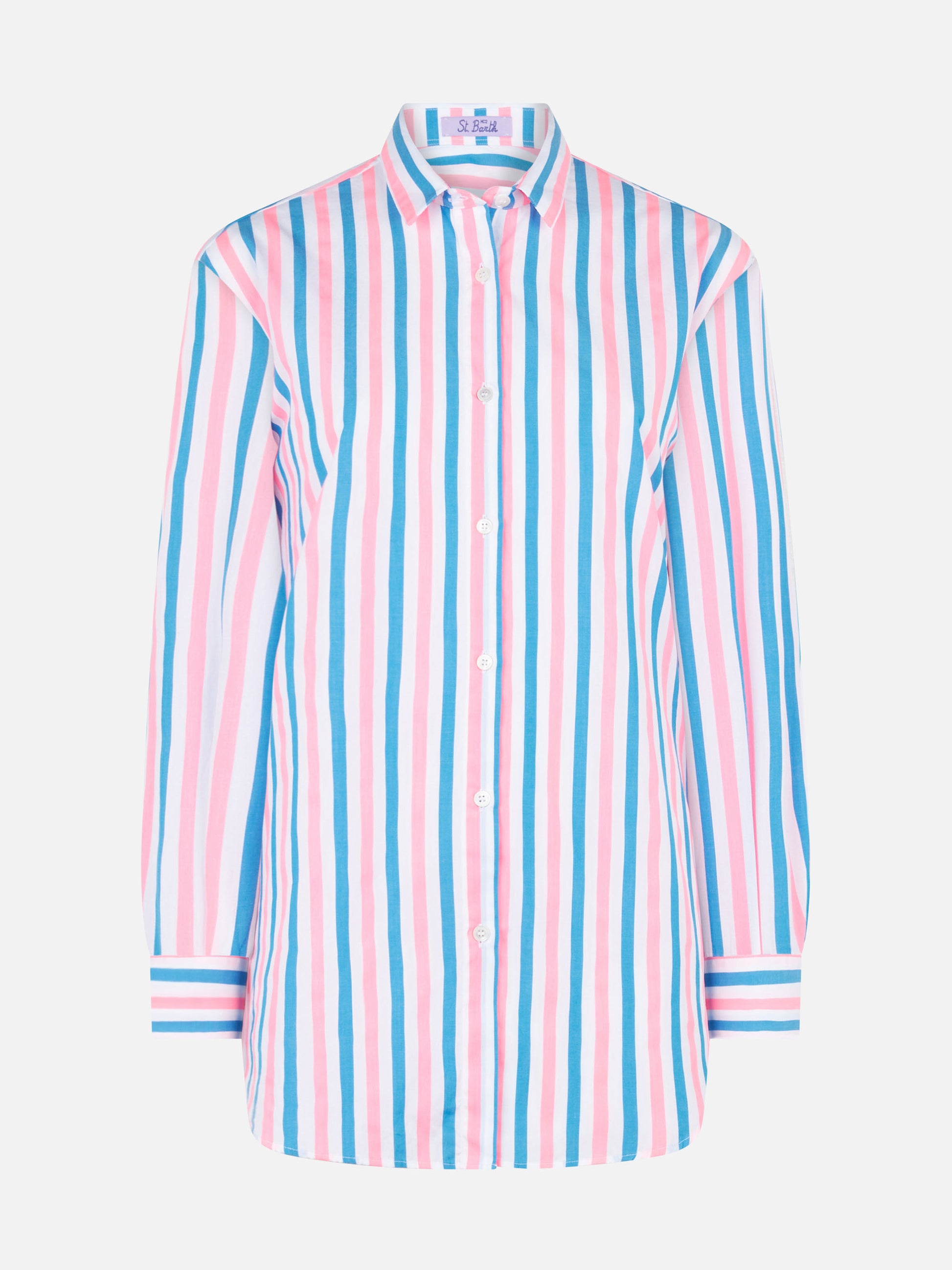 Striped cotton shirt with Dreaming St. Barth embroidery - MC2 Saint Barth