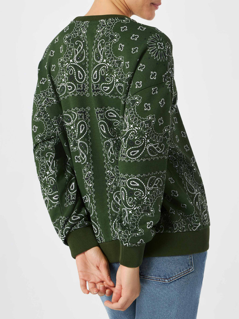 Woman sweatshirt with bandanna print