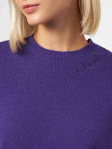 Woman purple cashmere blend sweater New Queen