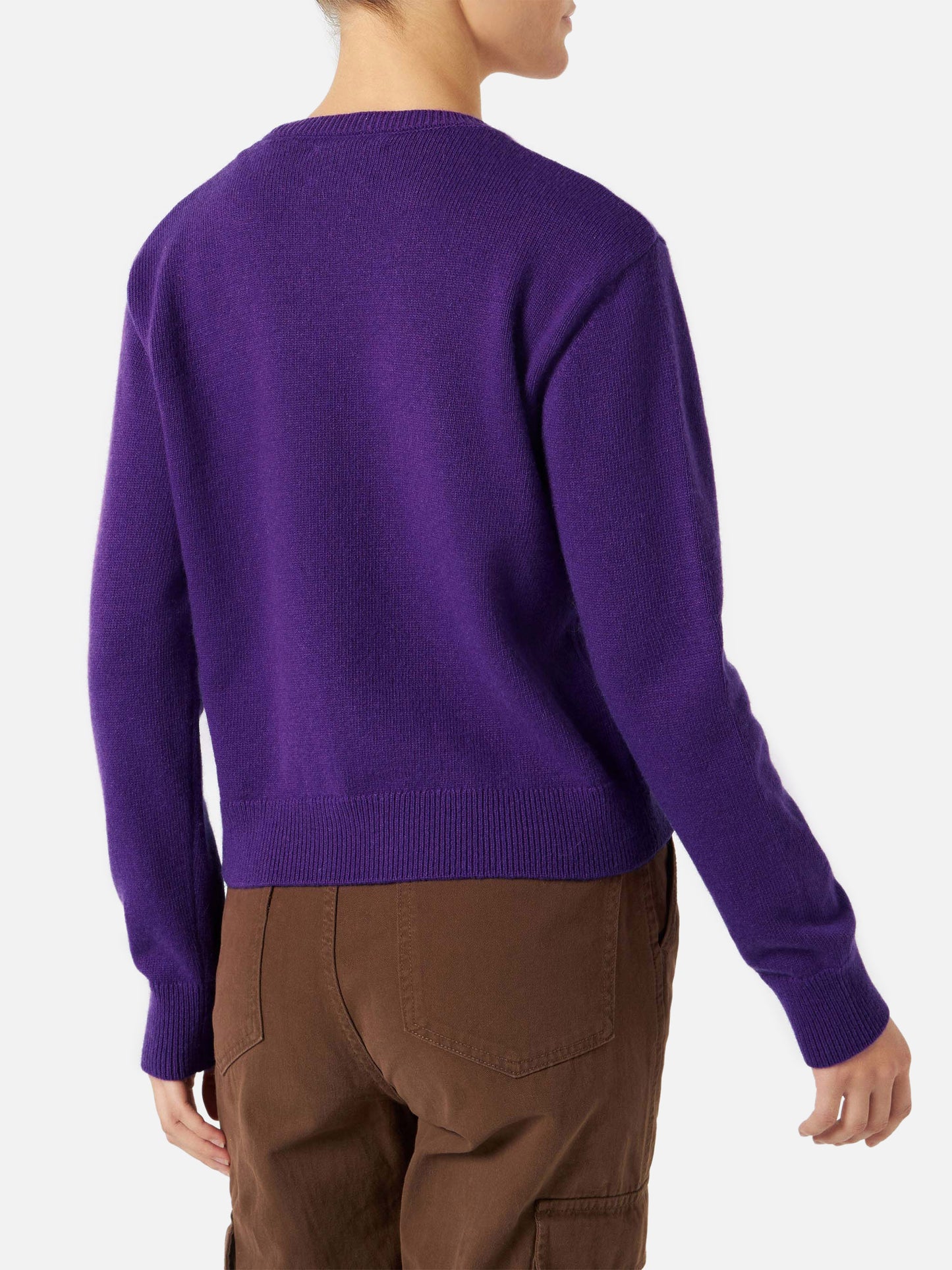 Maglione corto da donna viola