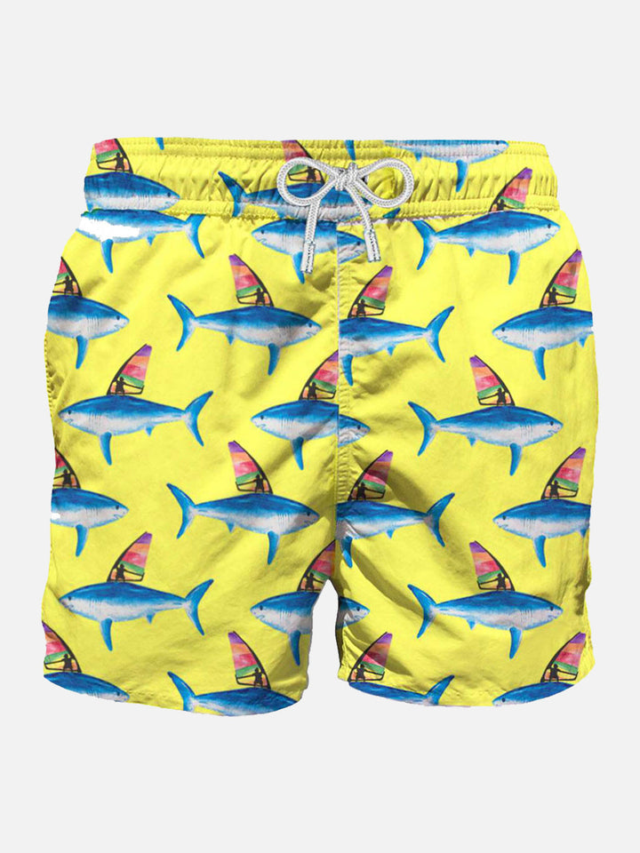Mid-length swim shorts with sharks print - MC2 Saint Barth