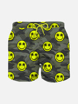 Jungen-Badeshorts mit Smiley-Print