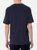 T-shirt da uomo blu navy in spugna con taschino