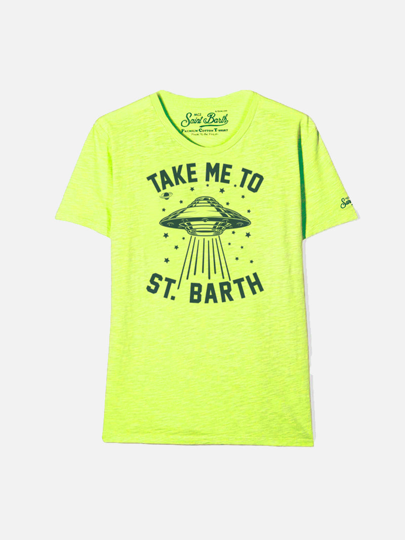 T-shirt da bambino giallo fluo navicella Ufo