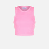 Crop-Tanktop aus Baumwolle mit St. Barth-Stickerei