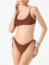 Woman brown terry bralette bikini