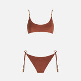 Woman brown terry bralette bikini