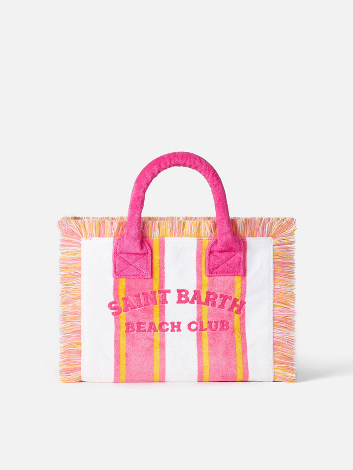 Colette gestreifte Frotteehandtasche mit Saint Barth Beach Club-Stickerei