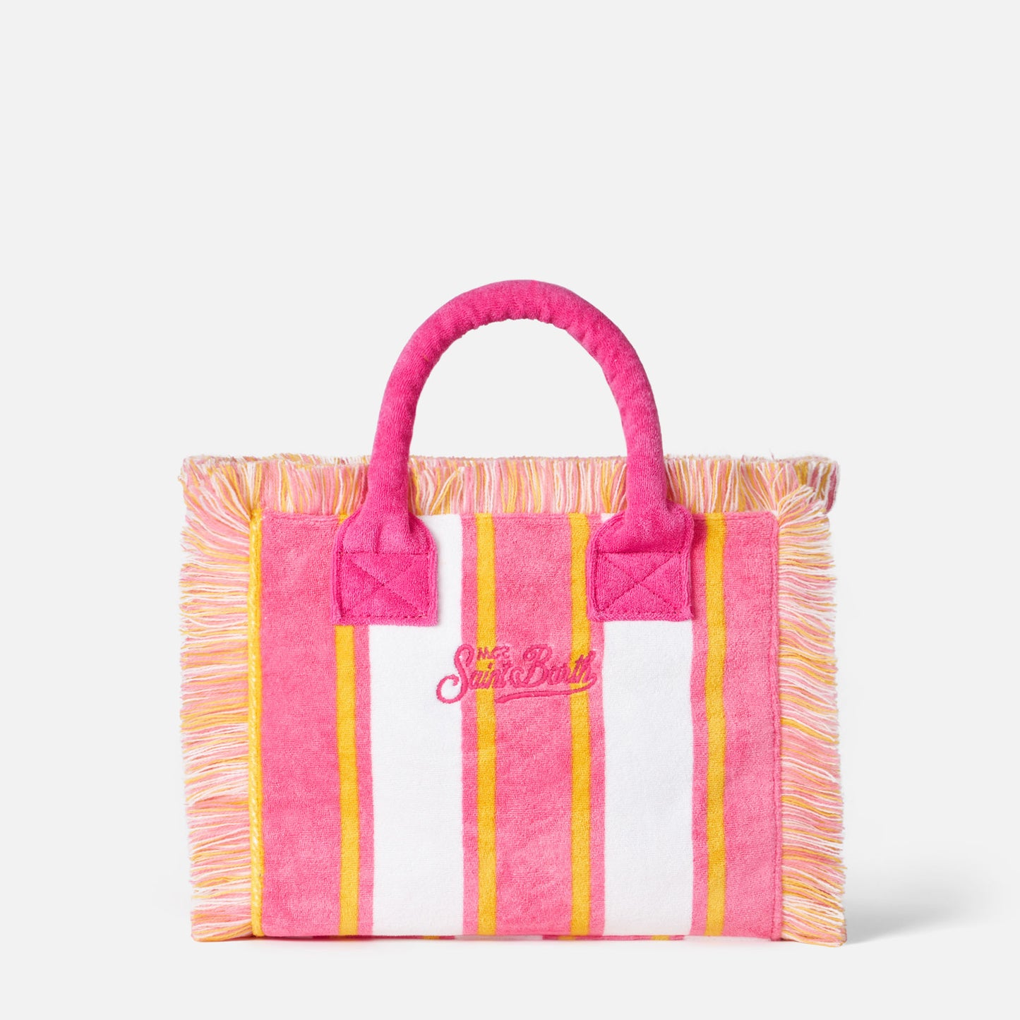 Colette gestreifte Frotteehandtasche mit Saint Barth Beach Club-Stickerei