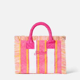 Colette gestreifte Frotteehandtasche mit Saint Barth Beach Club-Stickerei