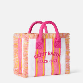 Colette gestreifte Frotteehandtasche mit Saint Barth Beach Club-Stickerei