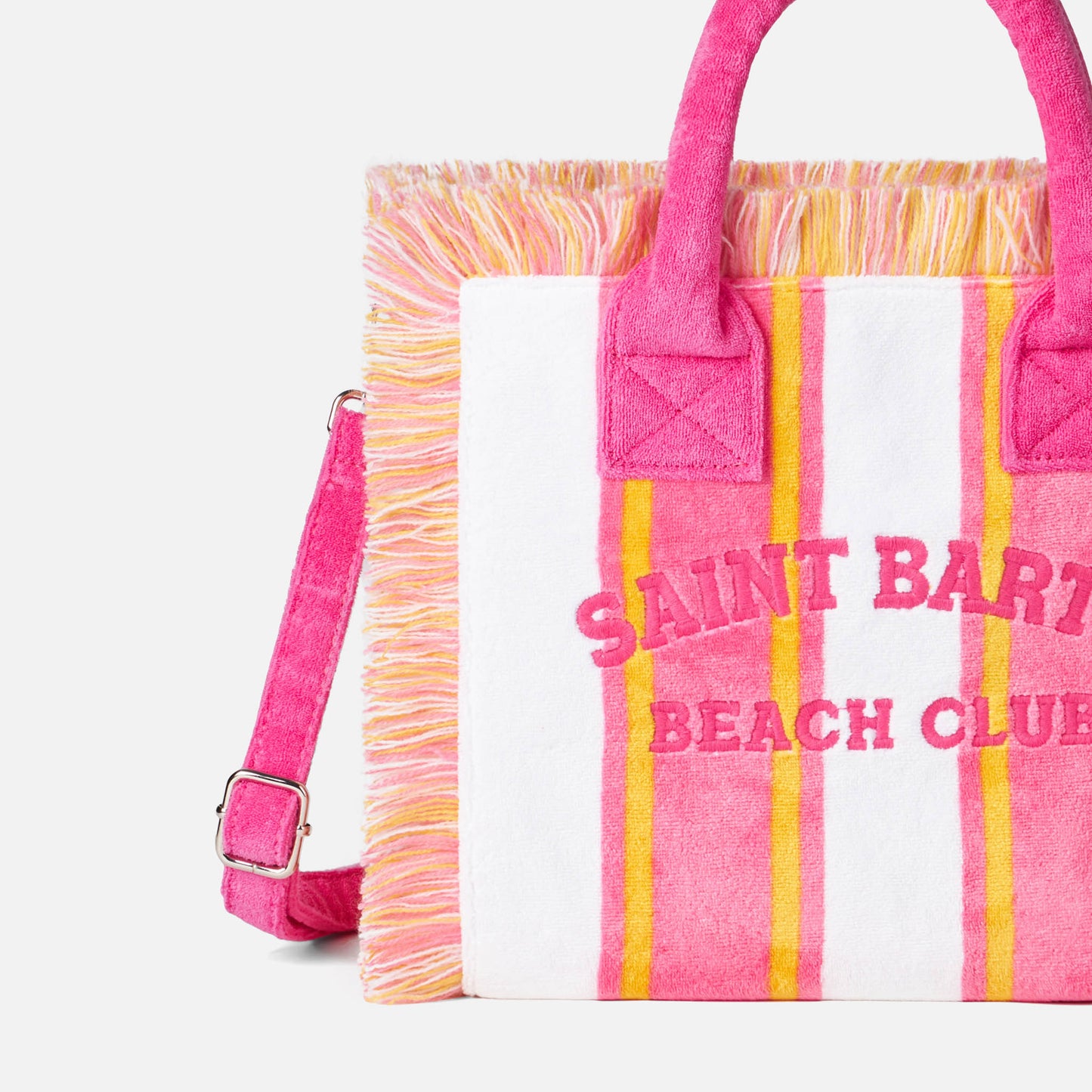Colette gestreifte Frotteehandtasche mit Saint Barth Beach Club-Stickerei