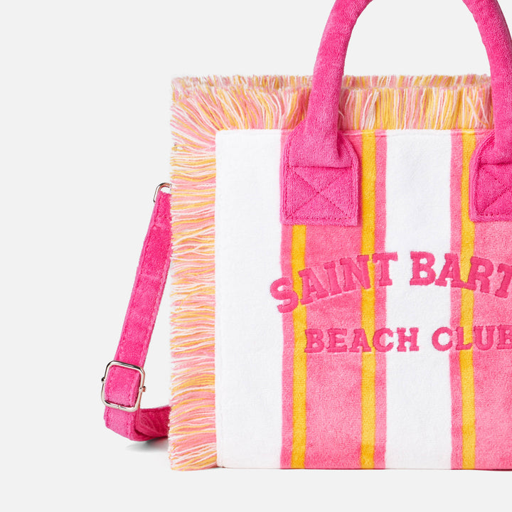 Colette gestreifte Frotteehandtasche mit Saint Barth Beach Club-Stickerei