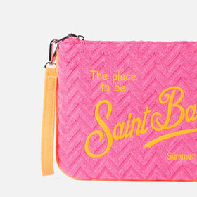 Parisienne terry pochette with embossed pattern