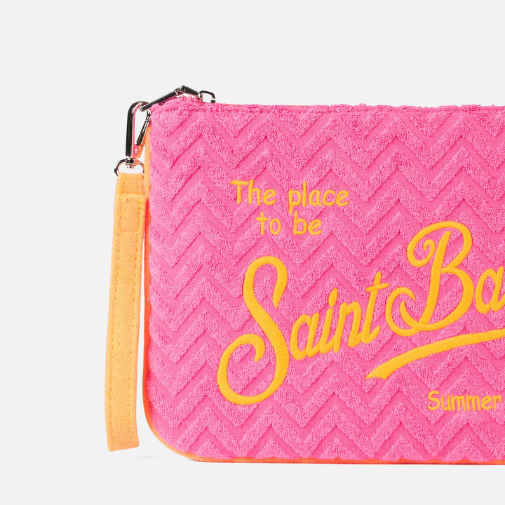 Parisienne terry pochette with embossed pattern