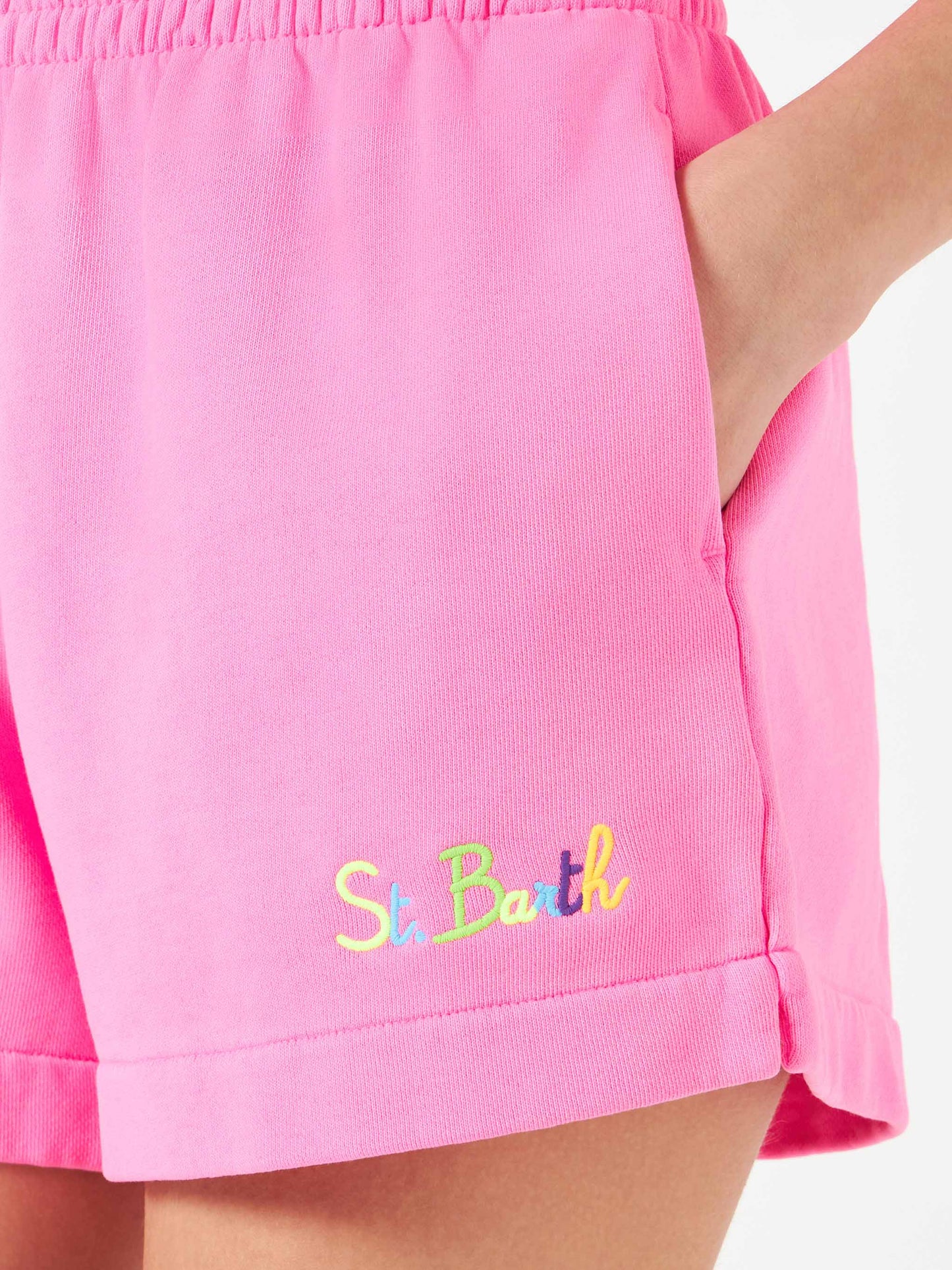 Pantaloncini donna in cotone rosa fluo