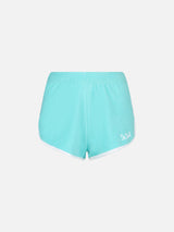 Woman water green terry shorts with piping | MELISSA SATTA SPECIAL EDITION