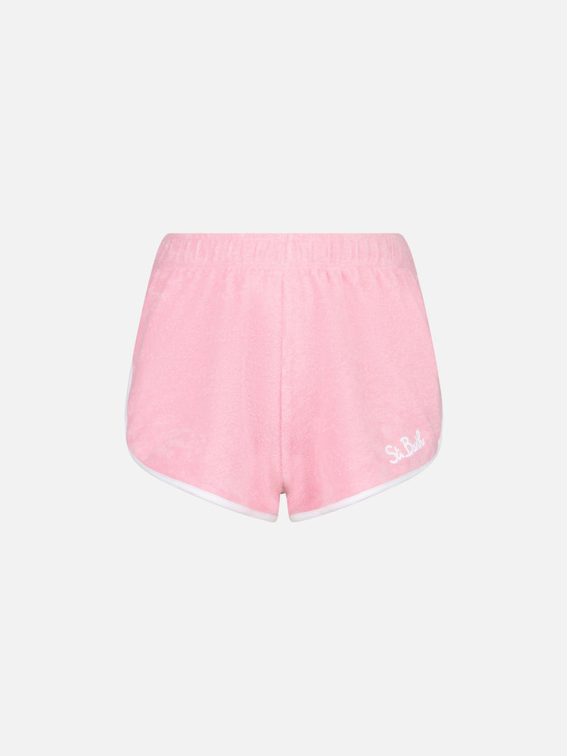 Woman pink terry shorts with piping | MELISSA SATTA SPECIAL EDITION