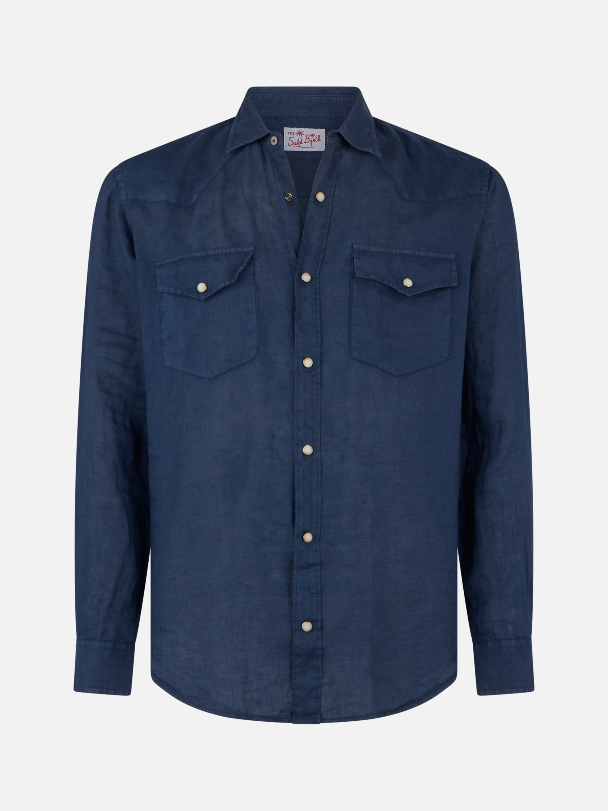Dark denim linen shirt - MC2 Saint Barth