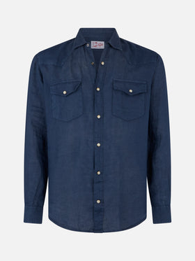 Dark denim linen shirt - MC2 Saint Barth