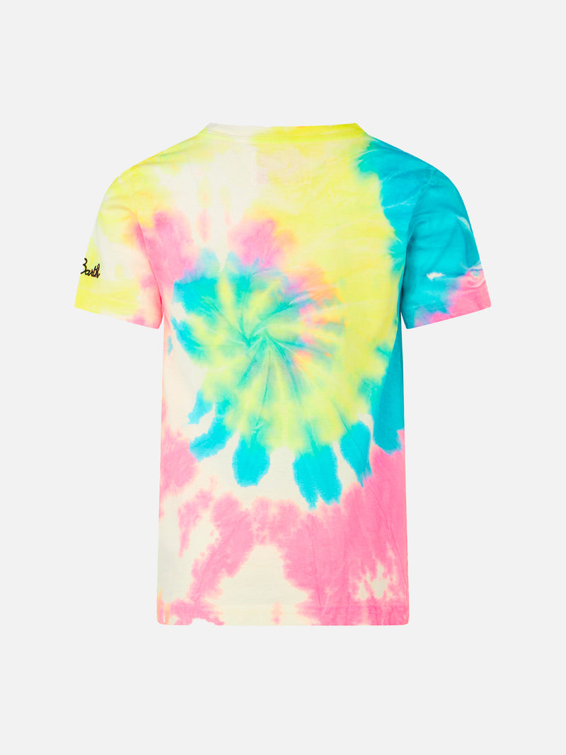 Boy tie dye print t-shirt with Sun Barth embroidery