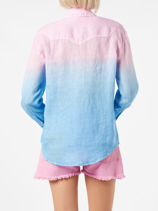 Woman shirt with pink and blue gradient colors