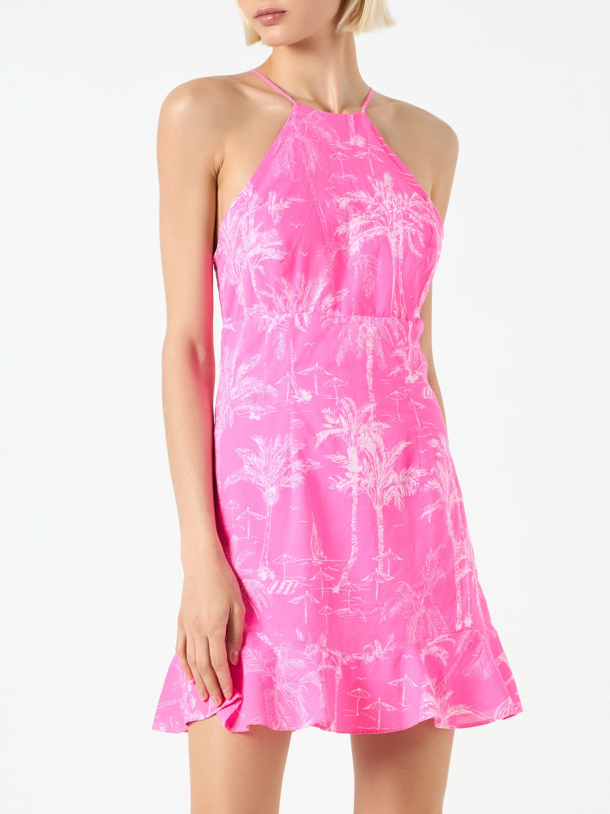 pink toile dress Fluo pink toile de jouy print slip dress Avrill