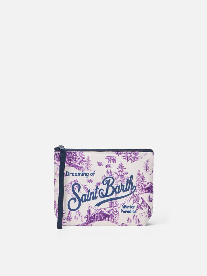 Aline wooly pochette with winter toile de jouy print