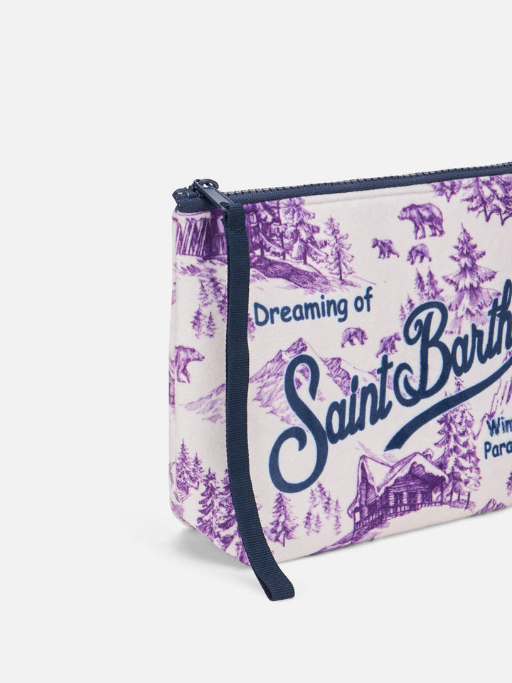 Aline wooly pochette with winter toile de jouy print