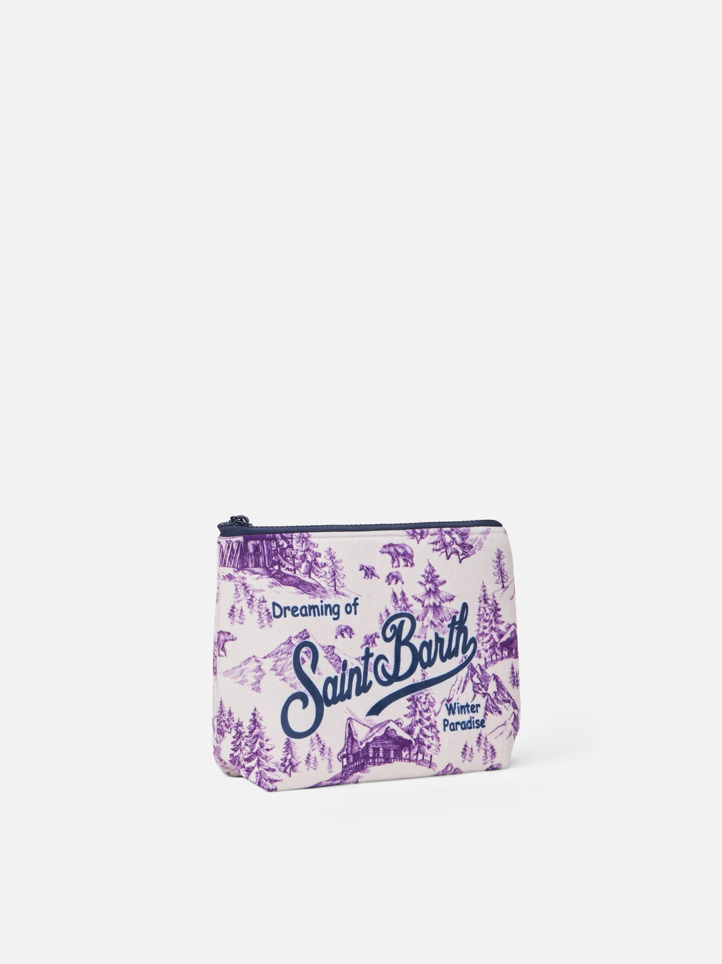 Aline wooly pochette with winter toile de jouy print