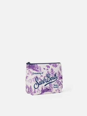 Aline wooly pochette with winter toile de jouy print