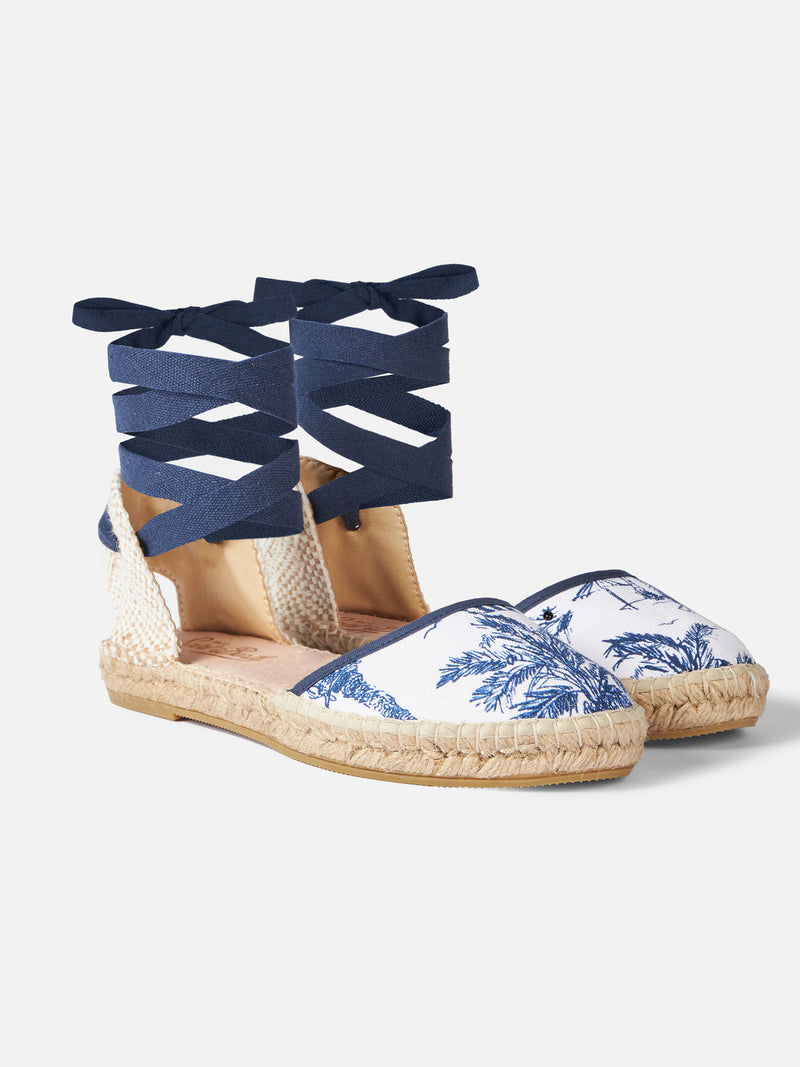 Espadrillas piatte con stampa toile de jouy