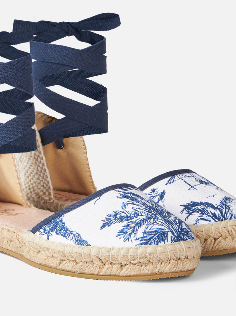 Espadrillas piatte con stampa toile de jouy