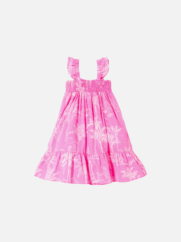 Girl dress with toile de jouy print