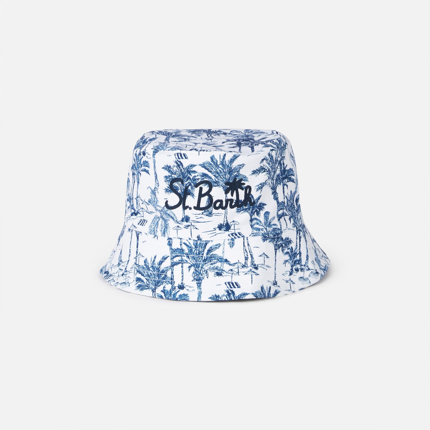 Cotton bucket hat with front embroidery and toile de jouy pattern - MC2 Saint Barth