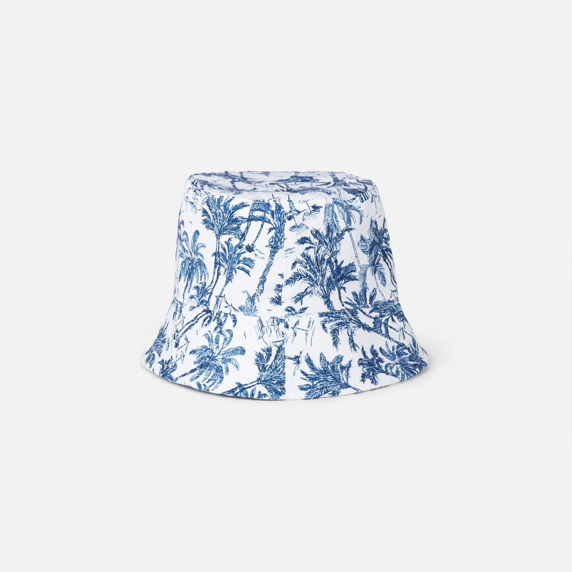 Cotton bucket hat with front embroidery and toile de jouy pattern - MC2 Saint Barth