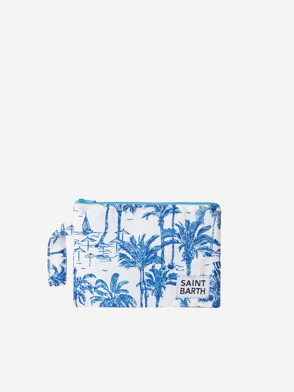 Pareasy nylon pochette with toile de jouy print