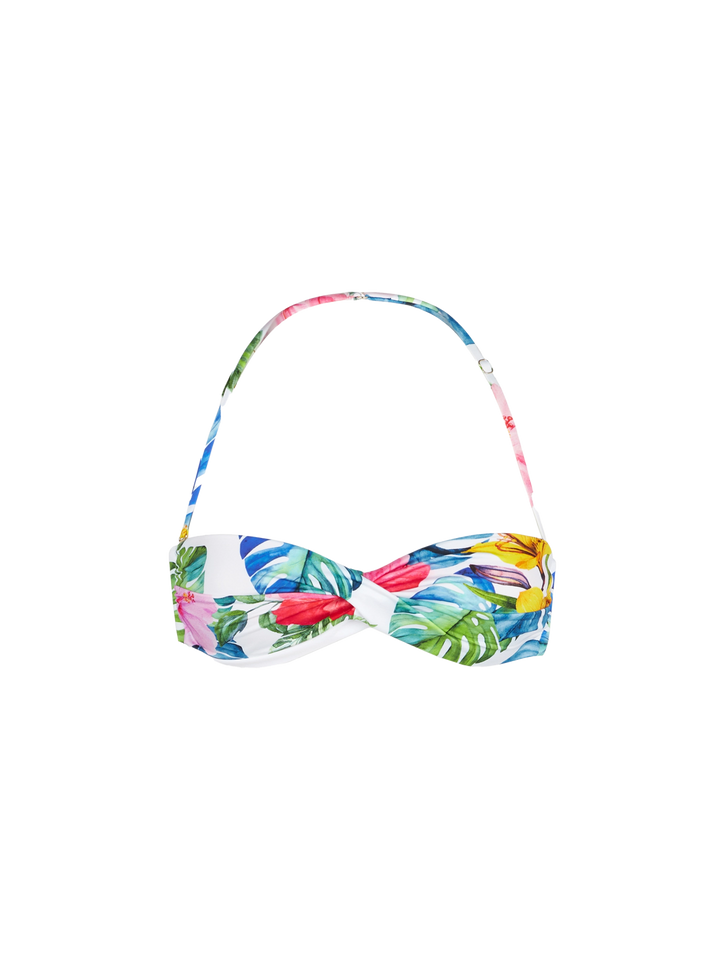 Bandeau-Oberteil mit tropischem Print