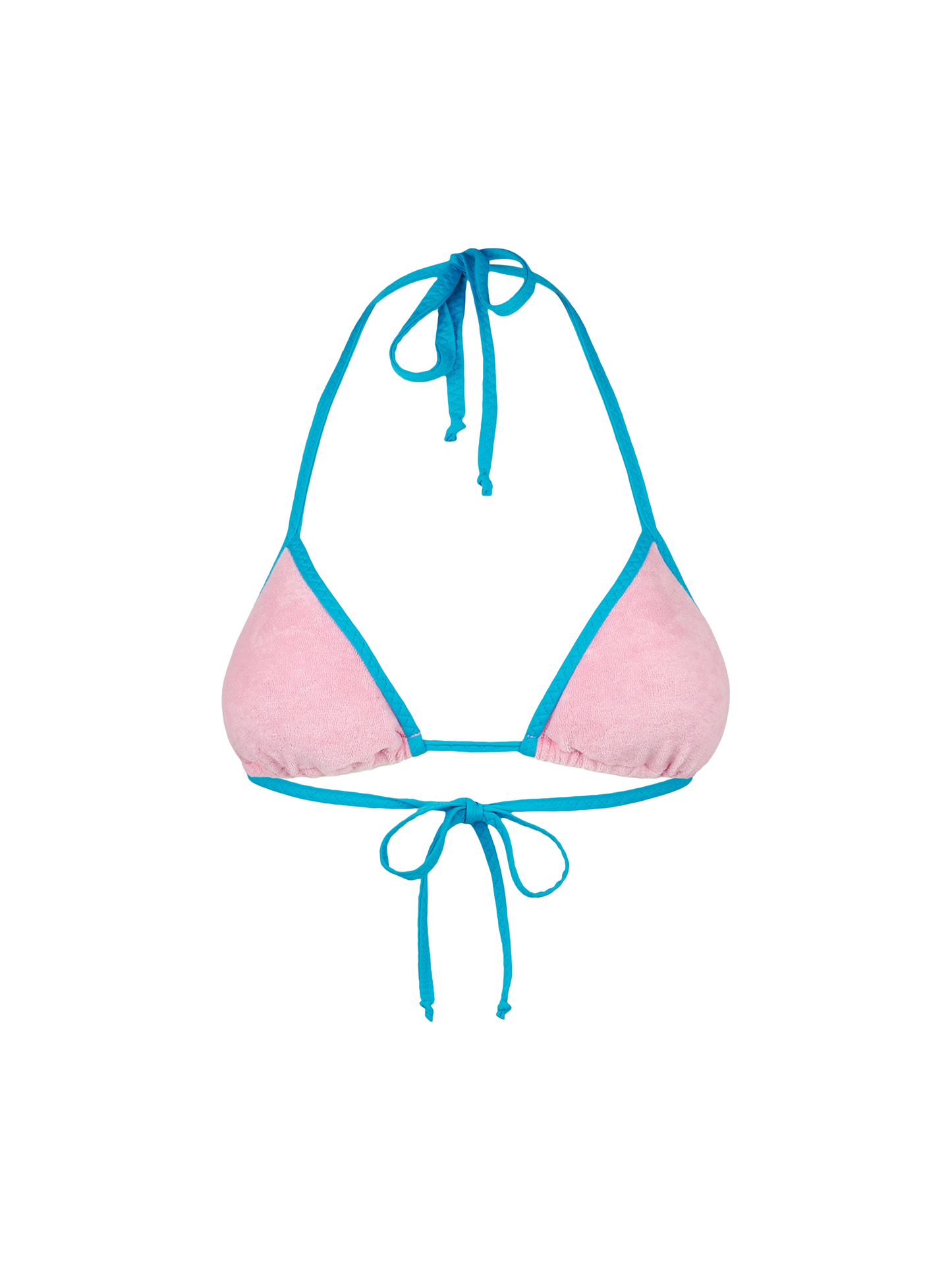 Woman pink terry triangle top swimsuit