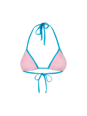 Woman pink terry triangle top swimsuit