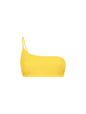 Yellow ribbed one shoulder bralette