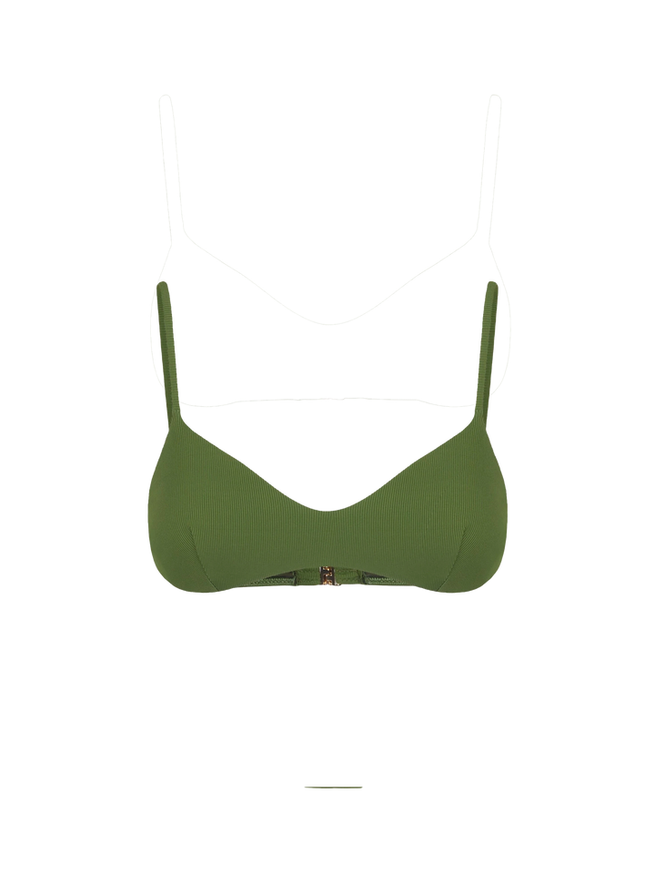 Bralette mit geripptem Oberteil in Militärgrün