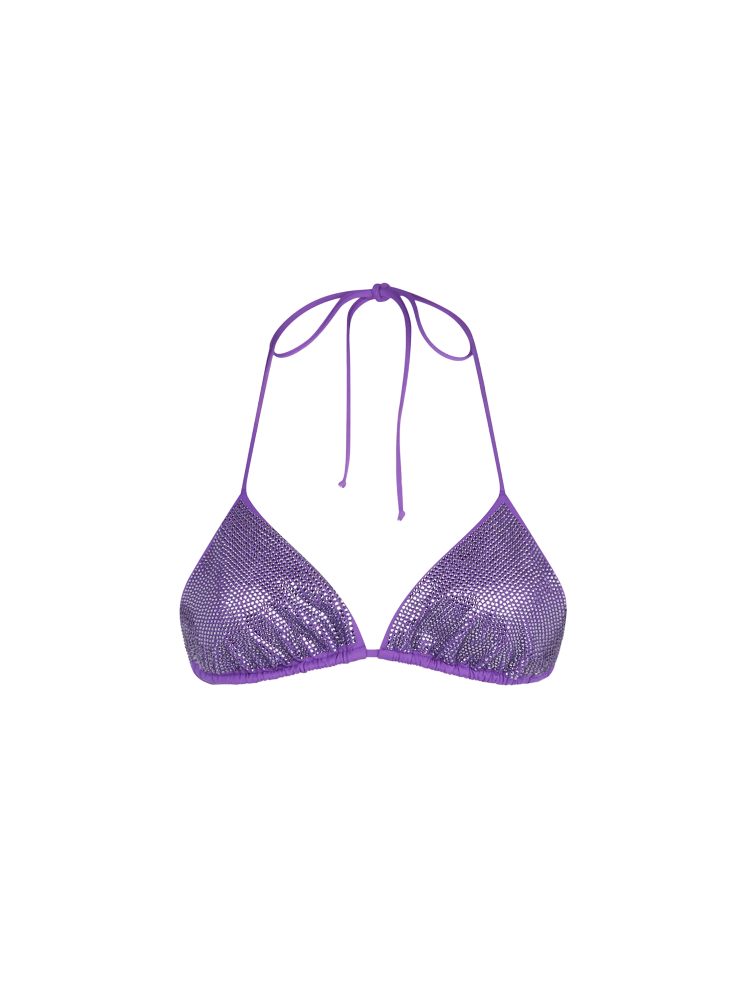 Woman triangle top swimsuit with purple strass