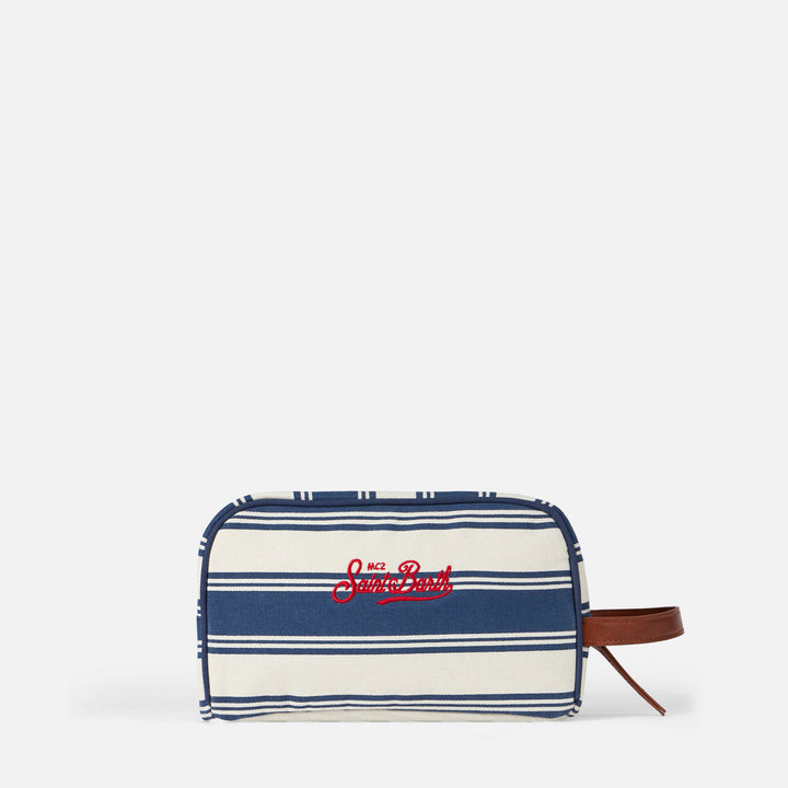 Gestreiftes Baumwoll-Canvas-Etui