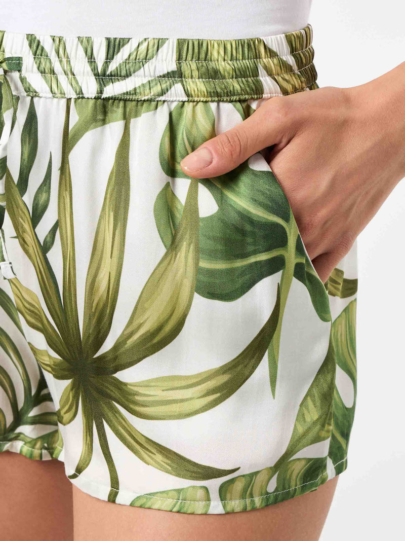 Tropical print woman shorts