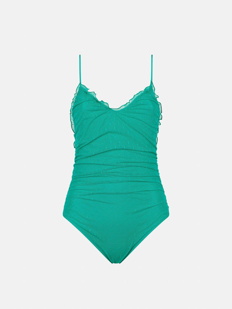 Emerald green one piece swimsuit