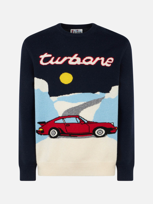 Man crewneck sweater with Turbone jacquard